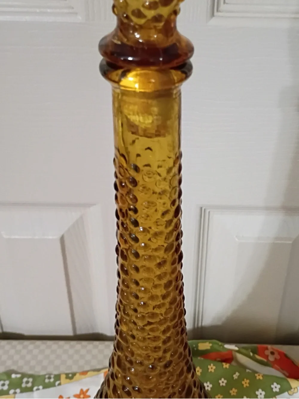 Empoli Vintage MCM Amber Hobnail Genie Bottle Decanter With Stopper.